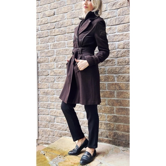 Y2K wool fitted military style trench coat - Picture 4 of 11